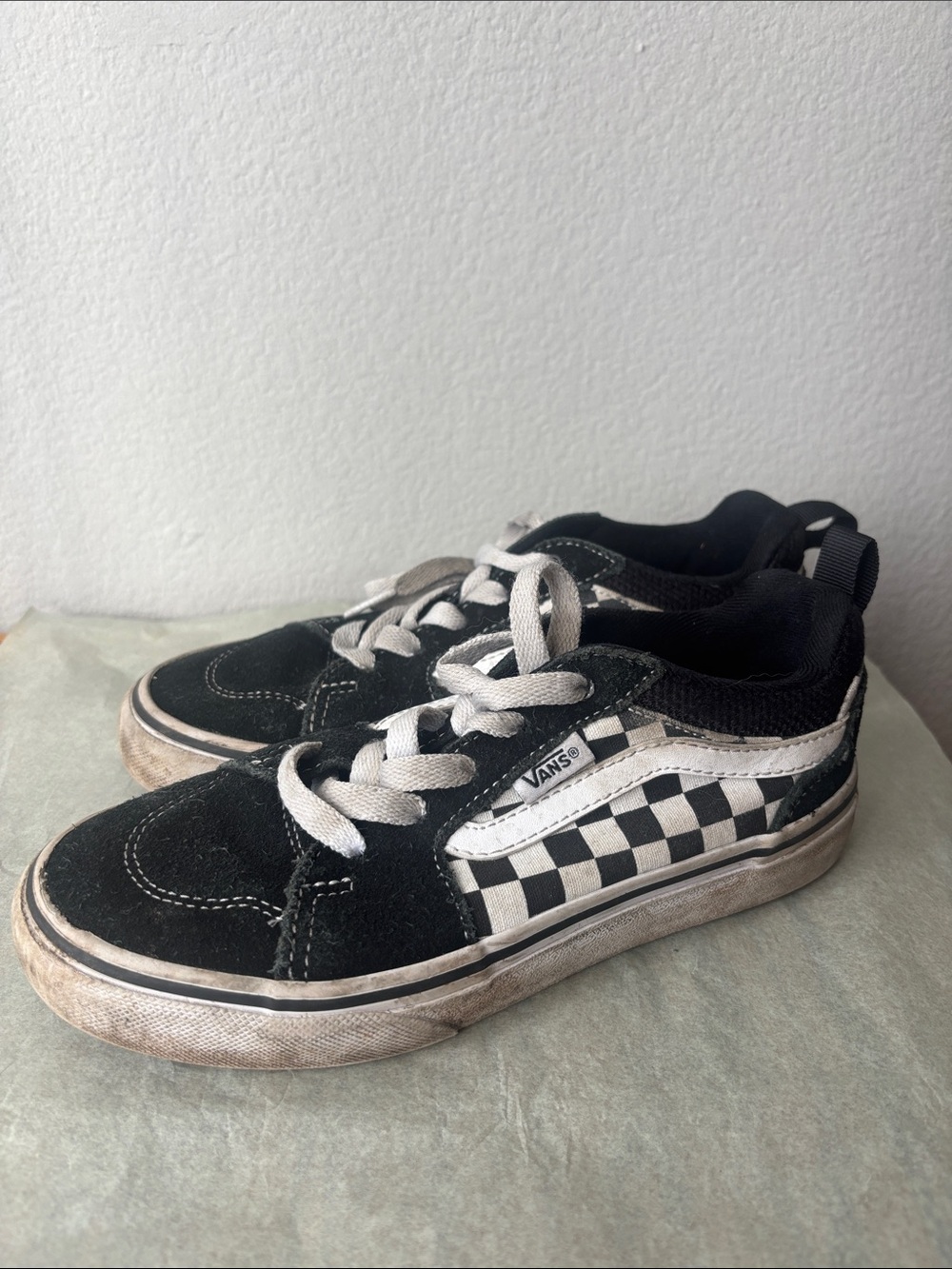 Vans Kids Black and White Checkerboard Low-Top Sneakers